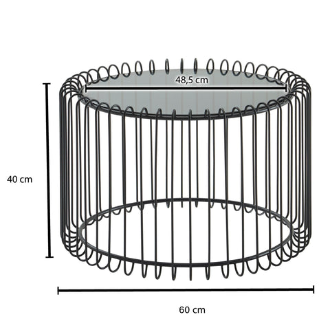 Rootz Black Coffee Table - Glass & Metal - Modern Design - Small Round Living Room Table - 60x60x40 cm