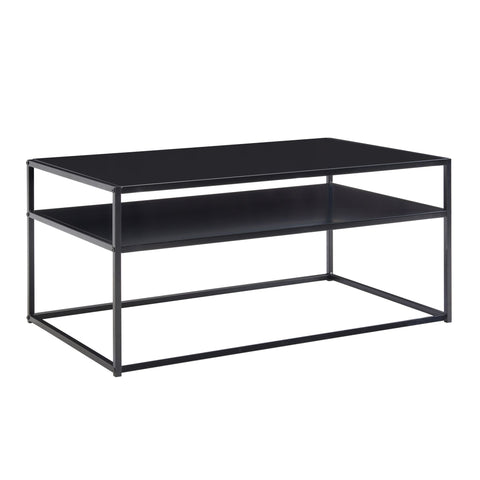 Rootz Coffee Table - Steel Coffee Table with Storage - Square Lounge Table with Storage Compartment - Industrial Black - 100x60x45 cm