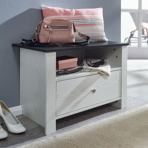 Rootz Shoe Rack - Narrow Design Shoe Cabinet - Small Shoe Stand with Drawer - Hallway Shoe Storage - White Birch Decor - 68.5x46x40 cm