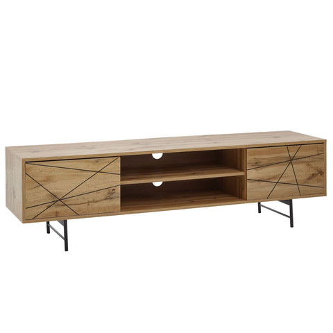 Rootz TV-Ständer – Lowboard – TV-Kommode mit zwei Türen – moderner, hochwertiger TV-Schrank – Wohnzimmer-TV-Ständer – Eichenholz – 160 x 45 x 40 cm 