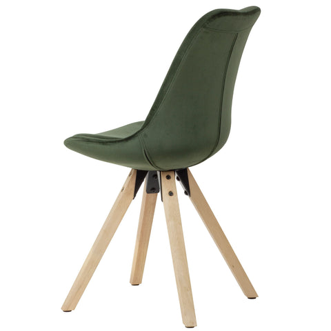 Rootz Soft Dining Set of 2 - Green - Armrest-Free - Modern Fabric Kitchen Chairs with Wooden Legs - Upholstered Shell Chairs - 110kg Load