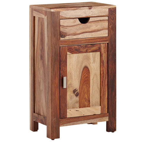 Rootz Bathroom Cabinet - Standing Utility Closet with Drawer and Door - Compact and Functional Bathroom Storage - Solid Sheesham Wood - 46x80x30 cm