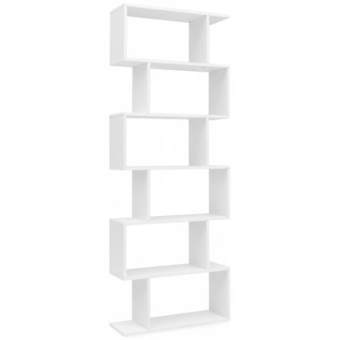 Rootz Bookcase - 6 Compartments - Contemporary Design Chest of Drawers - White - 70x23.5x190.5cm