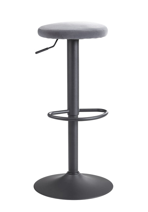Rootz Bar Stool - Dark Gray - Backrest-Free - Kitchen Stool Fabric-Metal Design - Velvet - Adjustable Height 58-79 cm