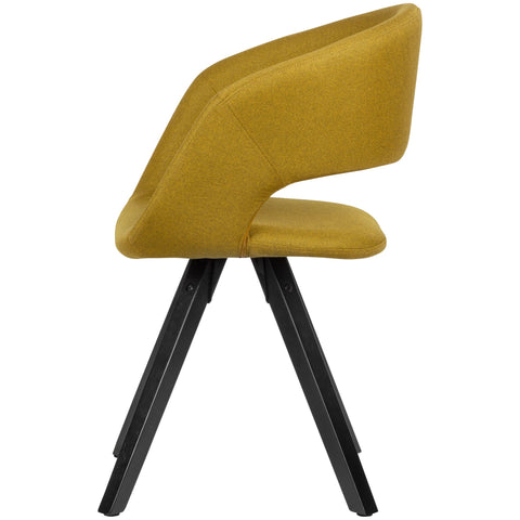 Rootz Dining Room Chair - Curry Fabric with Black Legs - Retro Style - Kitchen Chair with Backrest - Upholstered - Max Load 110kg