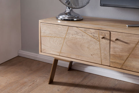 Rootz TV Dresser - Mango Wood - Solid Wood Country Style - 2-Door Base Cabinet - 145x47x35cm