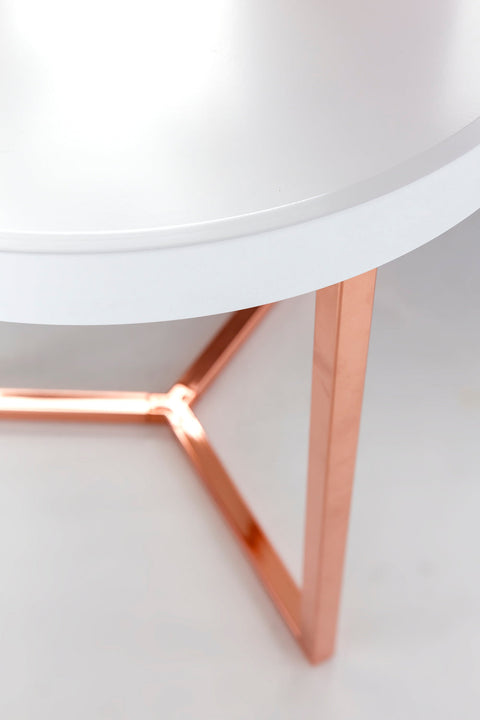 Rootz Side Table - White-Copper Design - Wood and Metal Tray Table - Modern Living Room Coffee Table -  ø 40 cm