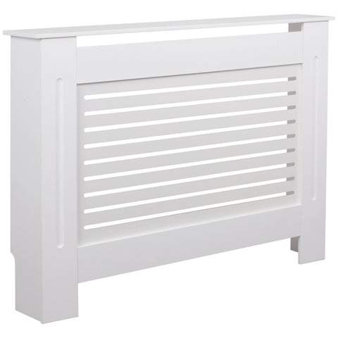 Rootz Design Radiator Cover White Matt Lacquered 112x82x19 cm - Heater Panel Small Heater Cover - Radiator cover wood slats - Heating radiator cover protection