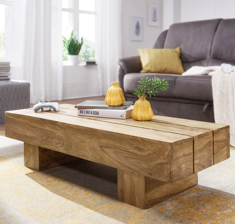 Rootz Coffee Table - Acacia Wood - Dark Brown Country Style - Living Room Design - 120cm Wide