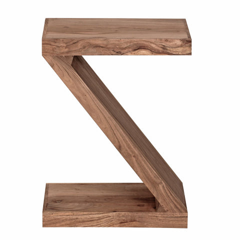 Rootz Side Table - Solid Wood Acacia - Z Cube Design - Brown Country Style Coffee Table - 60cm High