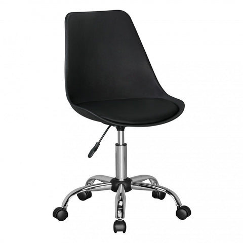 Rootz Swivel Chair - Black Faux Leather - Height Adjustable - Desk Chair with Backrest