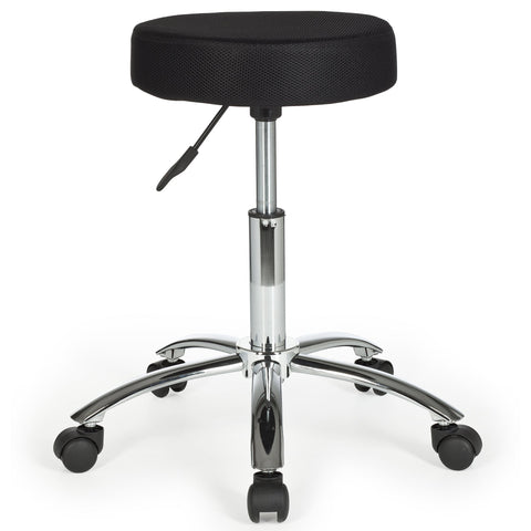 Rootz Work Stool - Black Fabric Design - Ottoman with Castors - Roll Stool - Upholstered - Backrest-Free - XL