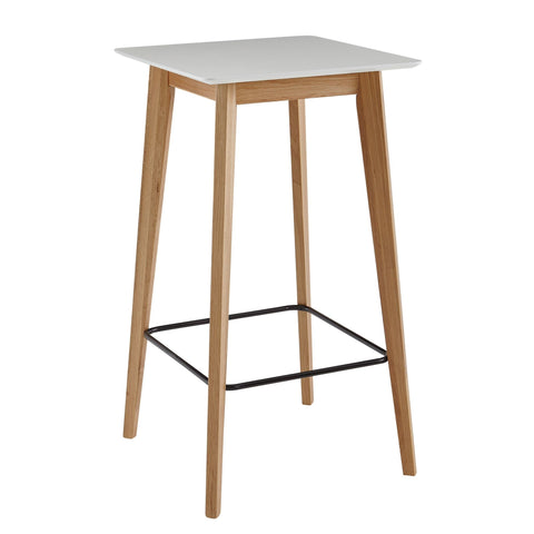 Rootz Table - Bar Table for 4 - Modern Design - Wood Party Table - Scandinavian Oak High Table - White Square - 60x110x60cm