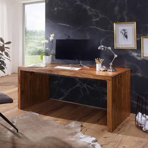 Rootz Bureau - Massief Houten Sheesham - 140 cm Breed - Modern Kantoormeubilair in Landelijke Stijl - Archiefkantoortafel 