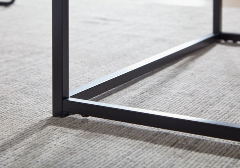 Rootz Coffee Table - Metal Frame Living Room Table - Black Marble Look - Square Sofa Side Table - 60x60x45 cm