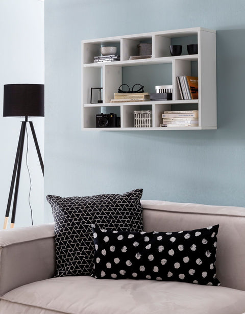 Rootz Wall Shelf - Modern Wooden Hanging Shelf - Design Floating Wall Board - Decorative Shelf for Living Room - Narrow Bookcase - White - 75x51x16cm