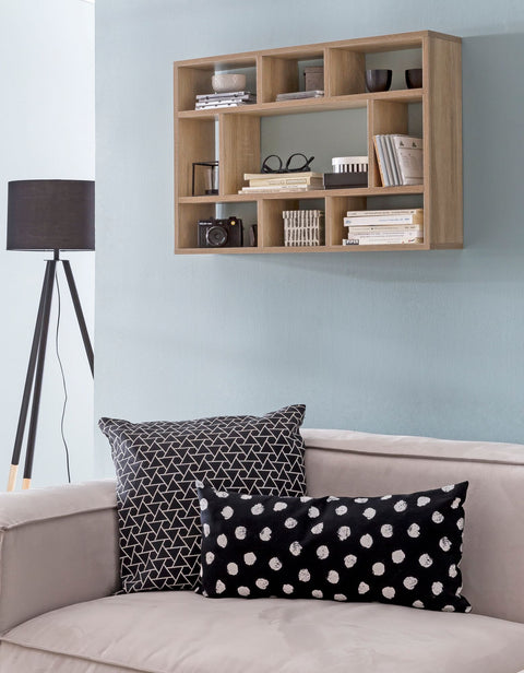 Rootz Wall Shelf - Sonoma Oak - Modern Wooden Hanging Shelf - Design Floating Wall Board - Decorative Shelf for Living Room - Narrow Bookcase - 75x51x16cm