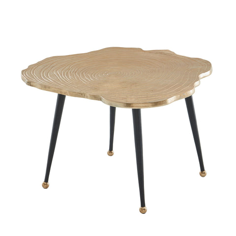 Rootz Gold Tree Disc Coffee Table - Modern Design - Small Round Living Room Table - Aluminum - 64x64x37 cm