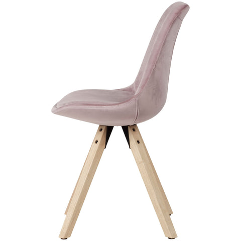 Rootz Soft Dining Set of 2 - Pink - Armrest-Free - Modern Fabric Kitchen Chairs with Wooden Legs - Upholstered Shell Chairs - 110kg Load