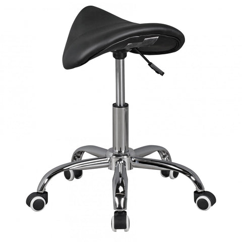 Rootz Kapperskruk - Zwart - In hoogte verstelbare draaikruk met wielen - Kunstleer Praxishocker 