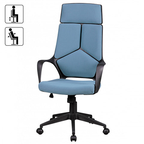 Rootz Office Chair - Blue Fabric - Design Executive Chair - Swivel Chair with Tilt Mechanism and Armrests