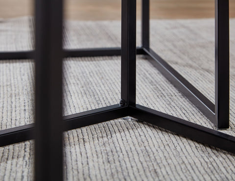 Rootz Metal Square Side Tables - Industrial Design - Set of 2 Square Coffee Table - Steel Nesting Tables - Black