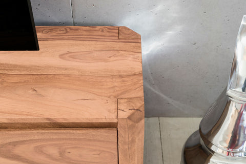 Rootz TV Stand - Acacia Lowboard - 140cm - Country Style TV Cabinet with Storage Compartments