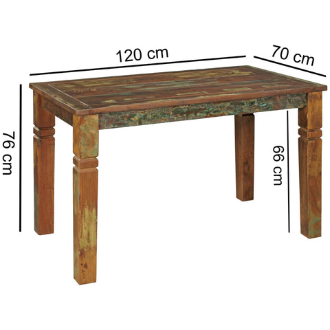 Rootz Dining Table - Mango Wood - Shabby Chic Country Style - Rectangular Dining Table for 4-6 Persons - 120 x 70 x 76 cm