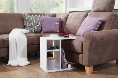 Rootz Holz-Beistelltisch – Design-Beistelltisch für Sofa – kleiner moderner Couchtisch – quadratischer Couchtisch – hoher Sofatisch – Weiß – 50 x 50 x 30 cm 