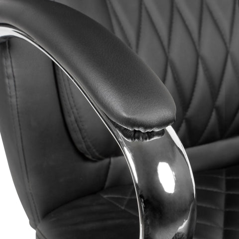 Rootz Desk Chair - Black Faux Leather - Office Swivel Chair - Up to 120kg - Height Adjustable Design - Armchair with Armrests & Low Backrest