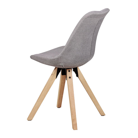 Rootz Dining Chairs - Set of 2 Retro - Light Gray Upholstered Chairs with Fabric Cover and Backrest - Design Kitchen Chairs