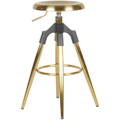 Rootz Bar Stool - Industrial Design Counter Chair - 100 kg Max Load Capacity - Gold Metal - 72-80 cm Height