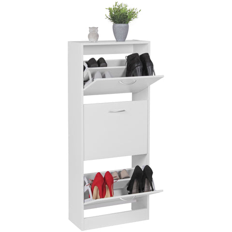 Rootz Shoe Box Locker - 3-Compartment Flap - Modern Shoe Rack for 18 Pairs - Shoe Organizer with Tipper Design - 125 cm