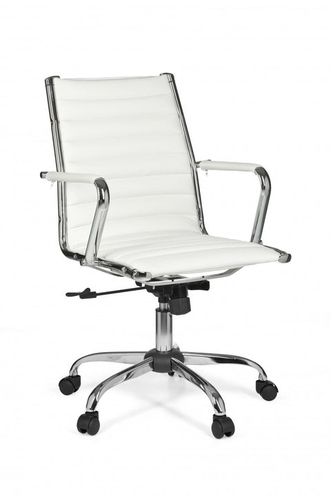 Rootz Office Chair - White Synthetic Leather - X-XL Size - 110kg Load Capacity - Height Adjustable - Swivel Desk Chair