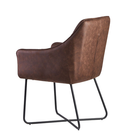 Rootz Kitchen Chair with Black Legs - Shell Chair - Metal Frame - Design Upholstered Dining Chair - Suede Brown