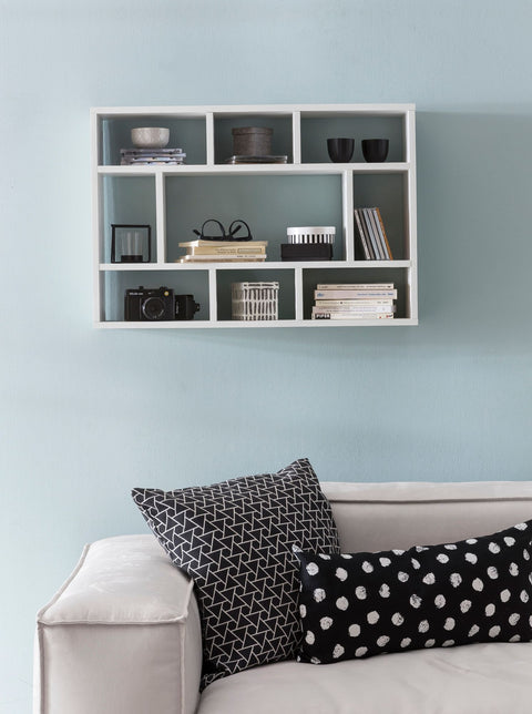 Rootz Wall Shelf - Modern Wooden Hanging Shelf - Design Floating Wall Board - Decorative Shelf for Living Room - Narrow Bookcase - White - 75x51x16cm