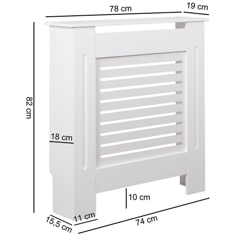 Rootz Radiator Cover - Matt Lacquered - Design Heater Panel - Wood Slats - Protection for Heating Radiator - White - 78x82x19cm