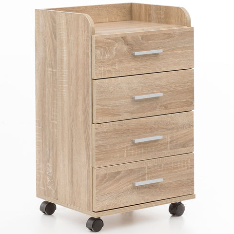 Rootz Roll Container - Sonoma - Contemporary Office Container - 4 Drawers with Castors - 40x70.5x33cm