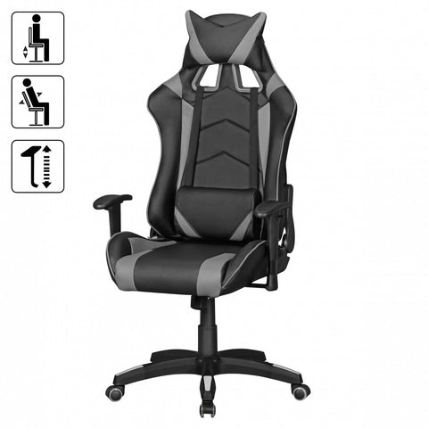 Rootz Rootz Office Chair leather look black - gray desk chair executive chair Gaming Chair swivel chair Sport Racing Optics