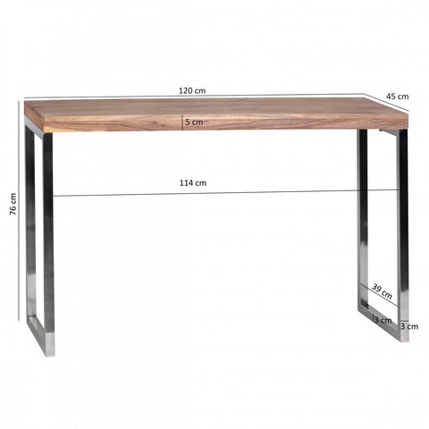 Rootz Console Table - Solid Wood Acacia - Metal Legs - Country Style Sideboard - 120 x 45 cm