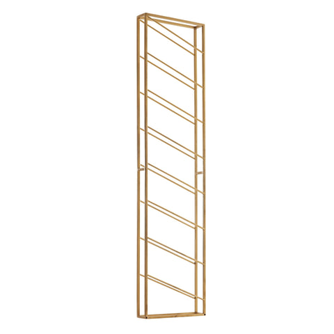 Rootz Gold Metal Wall Rack - Large for 8 Bottles - Design Kitchen Wall Shelf - 36x150x8 cm