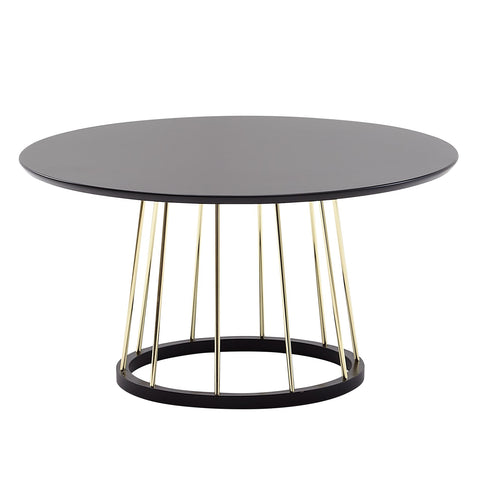 Rootz Couchtisch rund – Schwarz-Gold-Metall, modernes Design – großer Wohnzimmer-Salontisch – Lounge-Tisch – 80 x 80 x 42 cm 