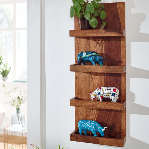 Rootz Wall Shelf - Modern Floating Hanging Shelf - Large Design for Living Room - Bookshelf Wall Mount - Solid Sheesham Wood - 30x80x10 cm