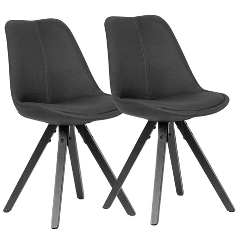 Rootz Dining Chairs - Anthracite with Black Legs - Scandinavian Style -  Set of 2 - Upholstered with Fabric Cover - Design Kitchen Chairs