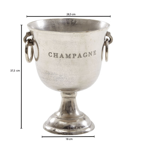 Rootz Silver Champagne Cooler - Large Aluminum Beverage Cooler - Bottle Cooler for Champagne, Wine, and Sparkling Wine - Tabletop Champagne Chiller - 28.5x37.5x28.5 cm