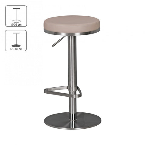 Rootz Barstool - Durable M7 - Taupe Steel - Modern Adjustable Design - Rotatable and Stable Bar Stool