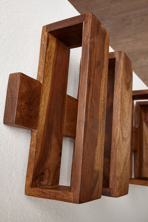 Rootz Magazine Rack - Solid Wood Sheesham - 2 Storage Compartments - Design Brochure Holder - Country Style