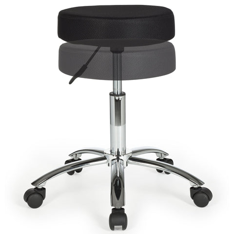 Rootz Work Stool - Black Fabric Design - Ottoman with Castors - Roll Stool - Upholstered - Backrest-Free - XL