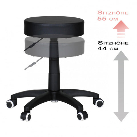 Rootz Werkkruk - Design Zwart Kunstleer - Gewatteerd - Kruk met Rollen - Rugleuningvrij