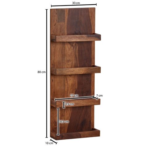 Rootz Wall Shelf - Modern Floating Hanging Shelf - Large Design for Living Room - Bookshelf Wall Mount - Solid Sheesham Wood - 30x80x10 cm